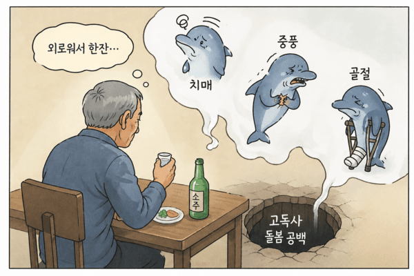 노년기 음주는 은퇴와&nbsp;배우자 사별, 가족관계 단절, 만성질환 등과 맞물려 나타나는 경우가 많다. [챗GPT 생성이미지]