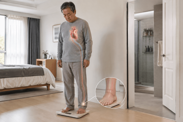 갑작스러운 체중 증가와 발목 부종은 몸속 체액이 늘어난 심부전의 신호일 수 있다. [챗GPT 생성 이미지]